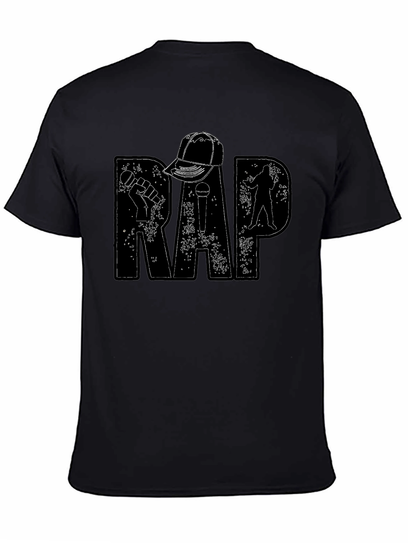 Mens Black RAP Graphic Tee