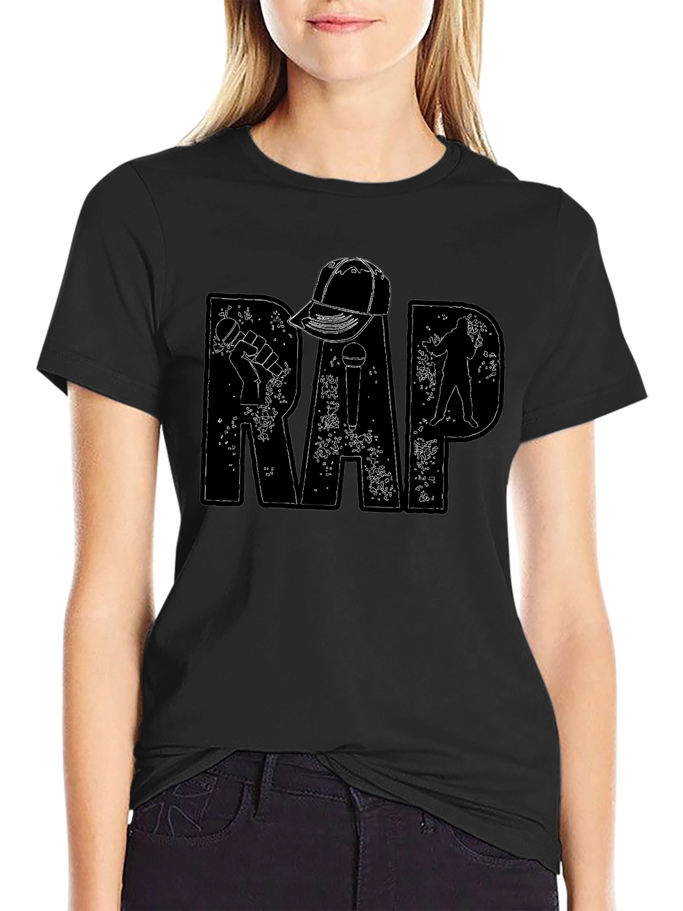 Mens Black RAP Graphic Tee