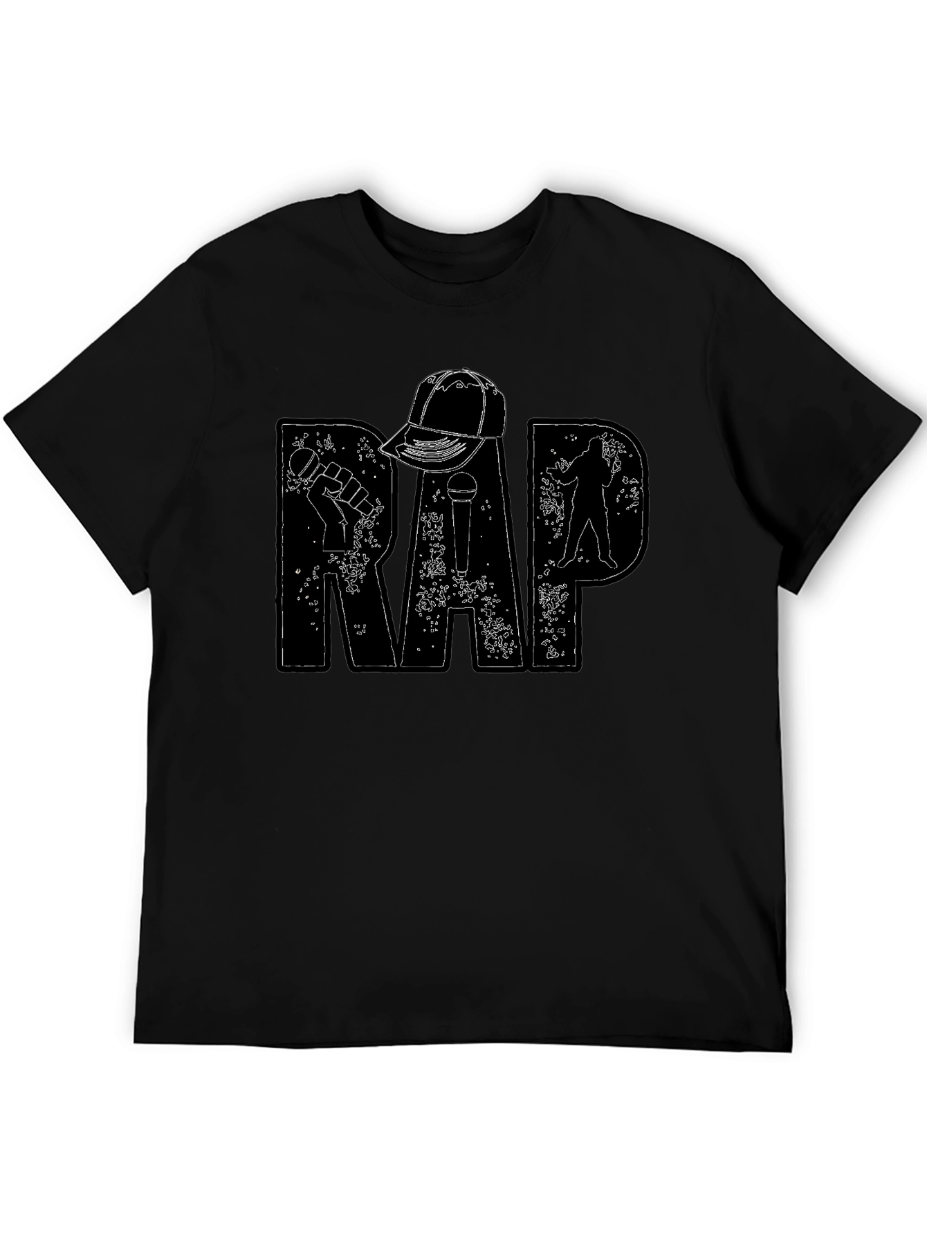 Mens Black RAP Graphic Tee