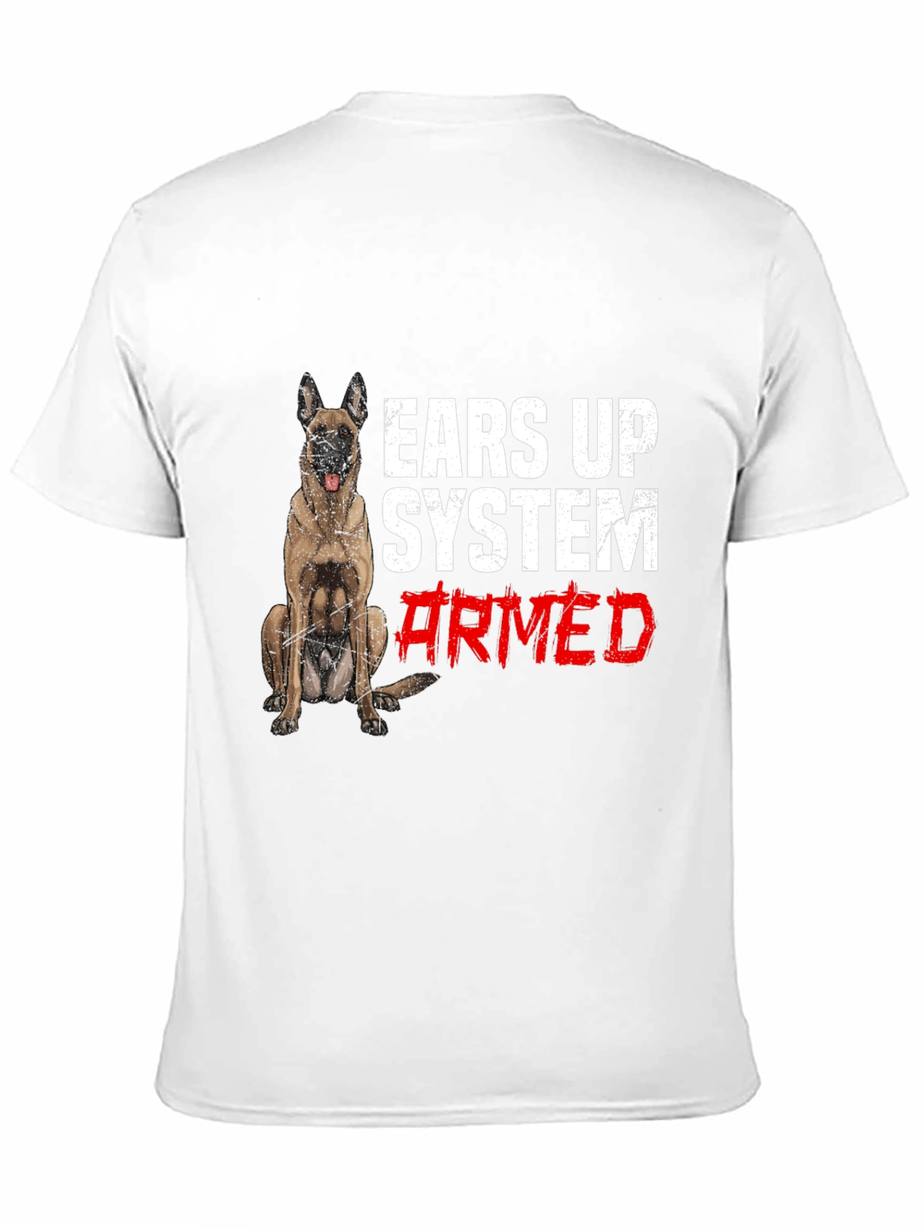 Ears Up System Armed Dog Graphic T-Shirt
