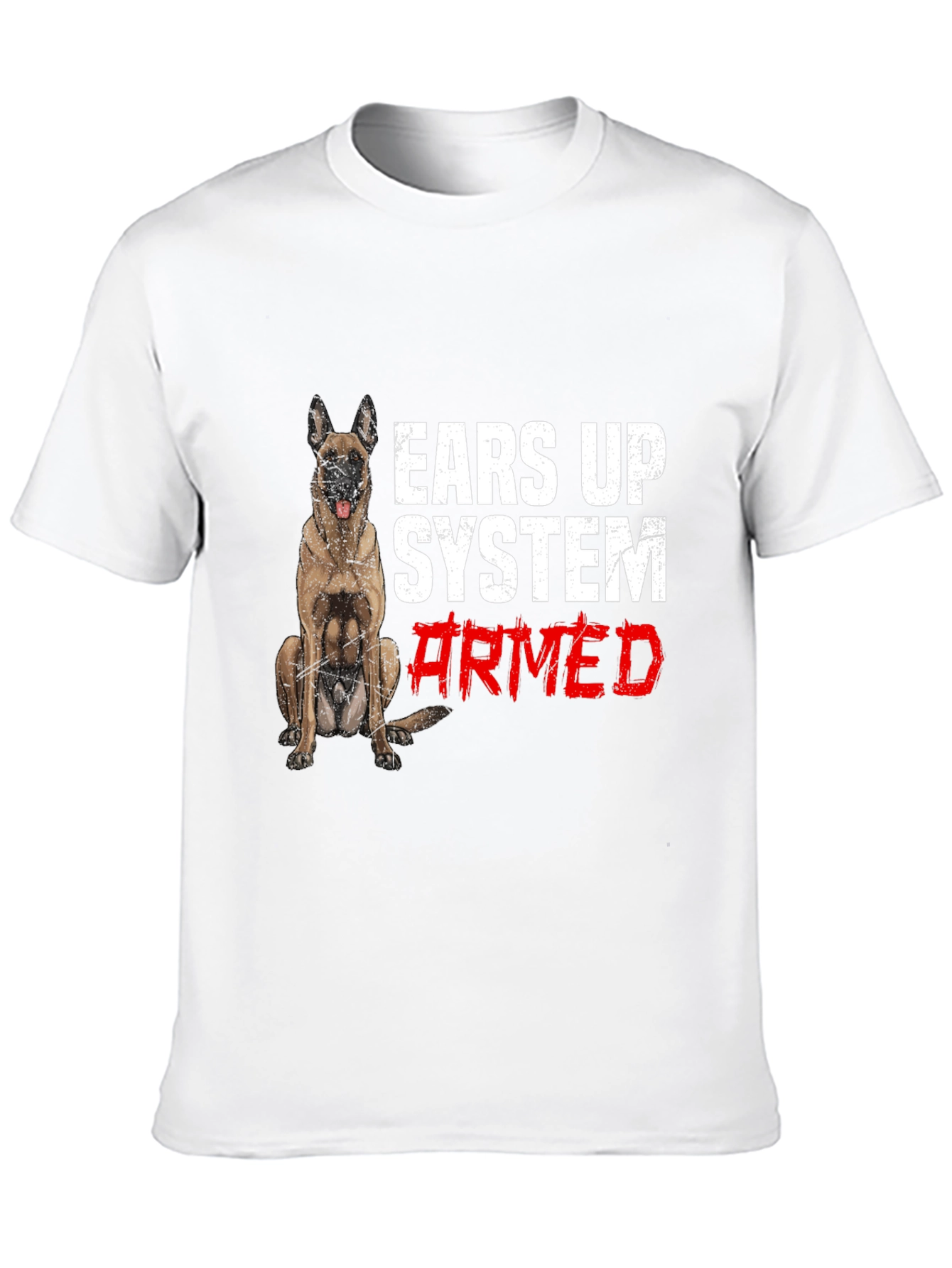 Ears Up System Armed Dog Graphic T-Shirt