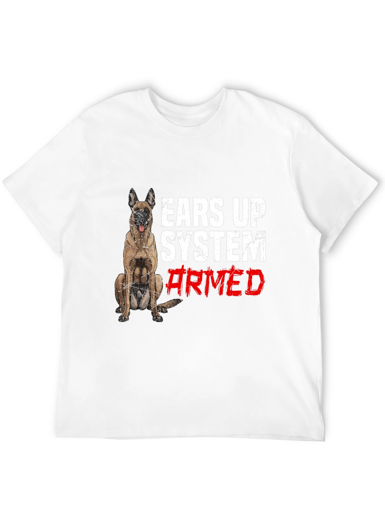Ears Up System Armed Dog Graphic T-Shirt