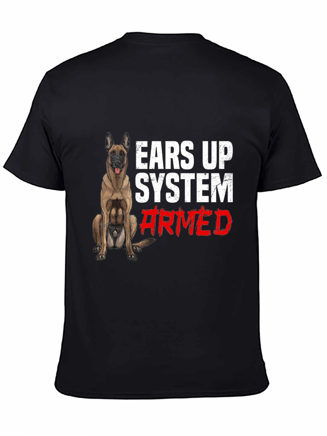 Ears Up System Armed Dog Graphic T-Shirt