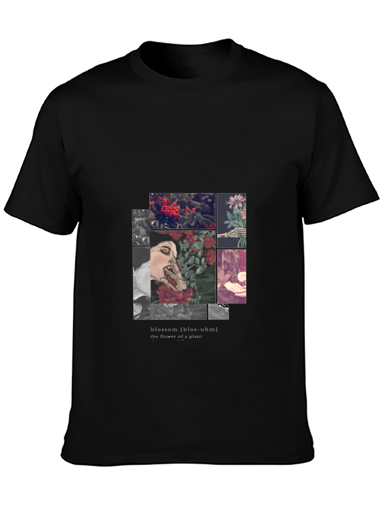 Blossom Graphic Print Black T-Shirt