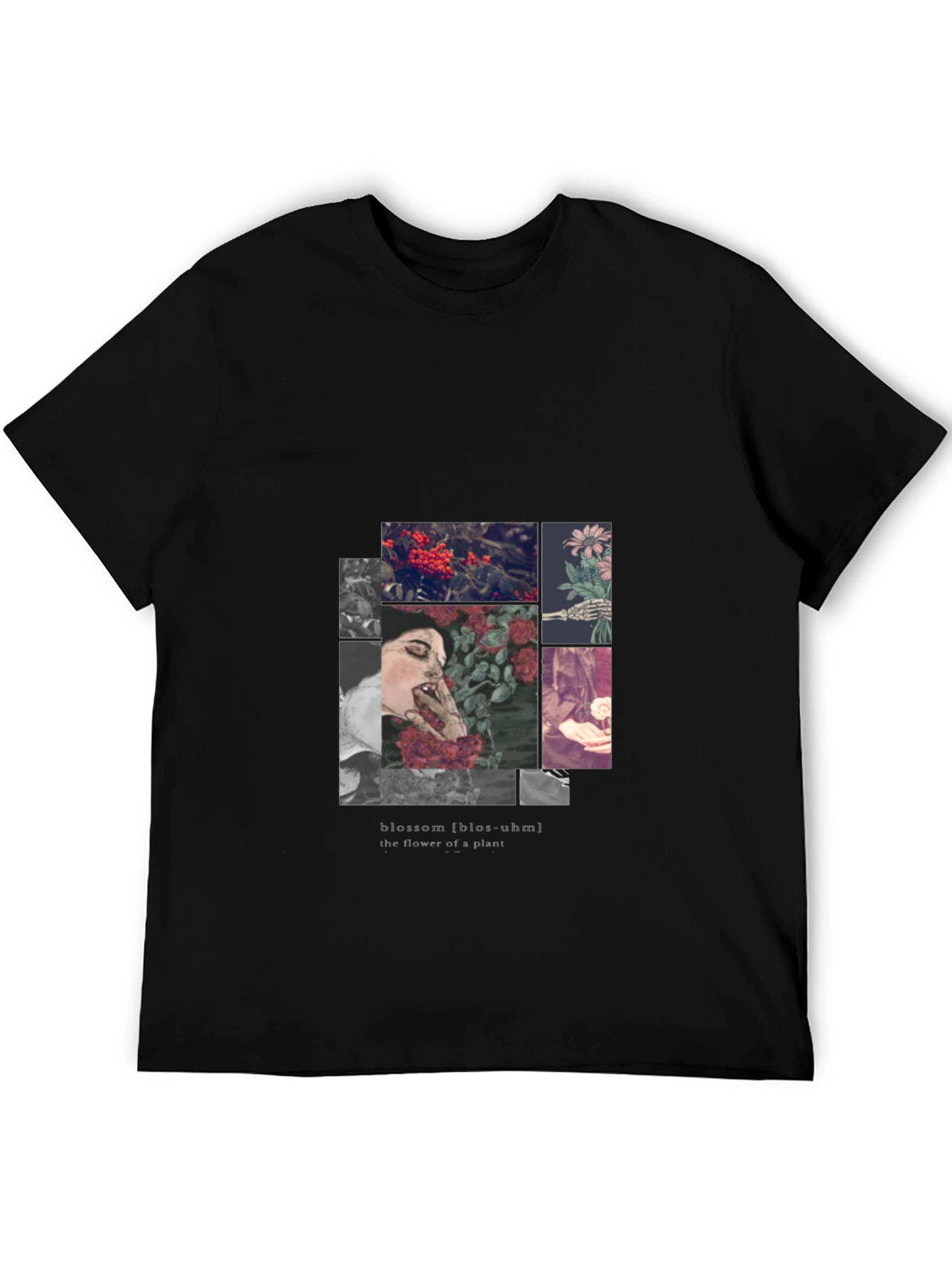 Blossom Graphic Print Black T-Shirt