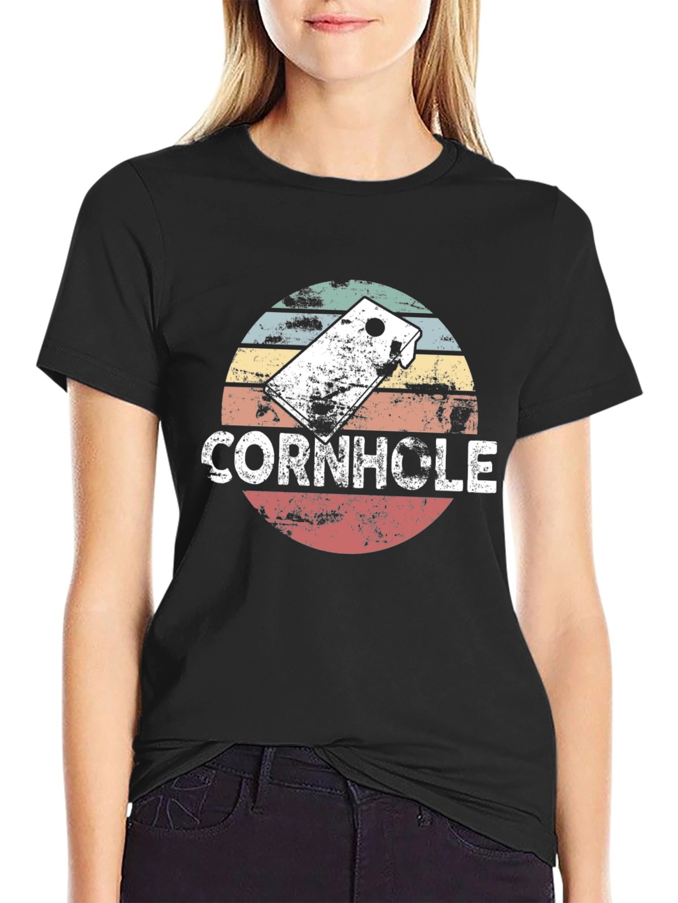 Retro Cornhole T-Shirt - Distressed Design