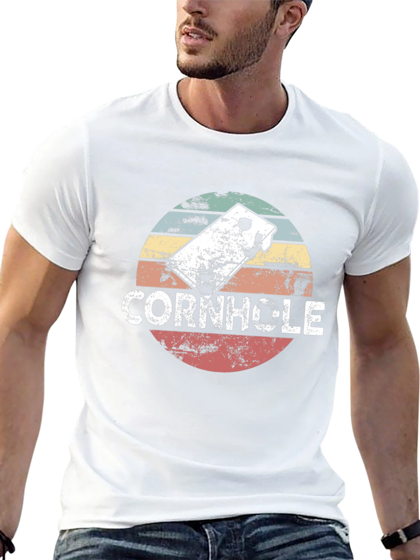 Retro Cornhole T-Shirt - Distressed Design