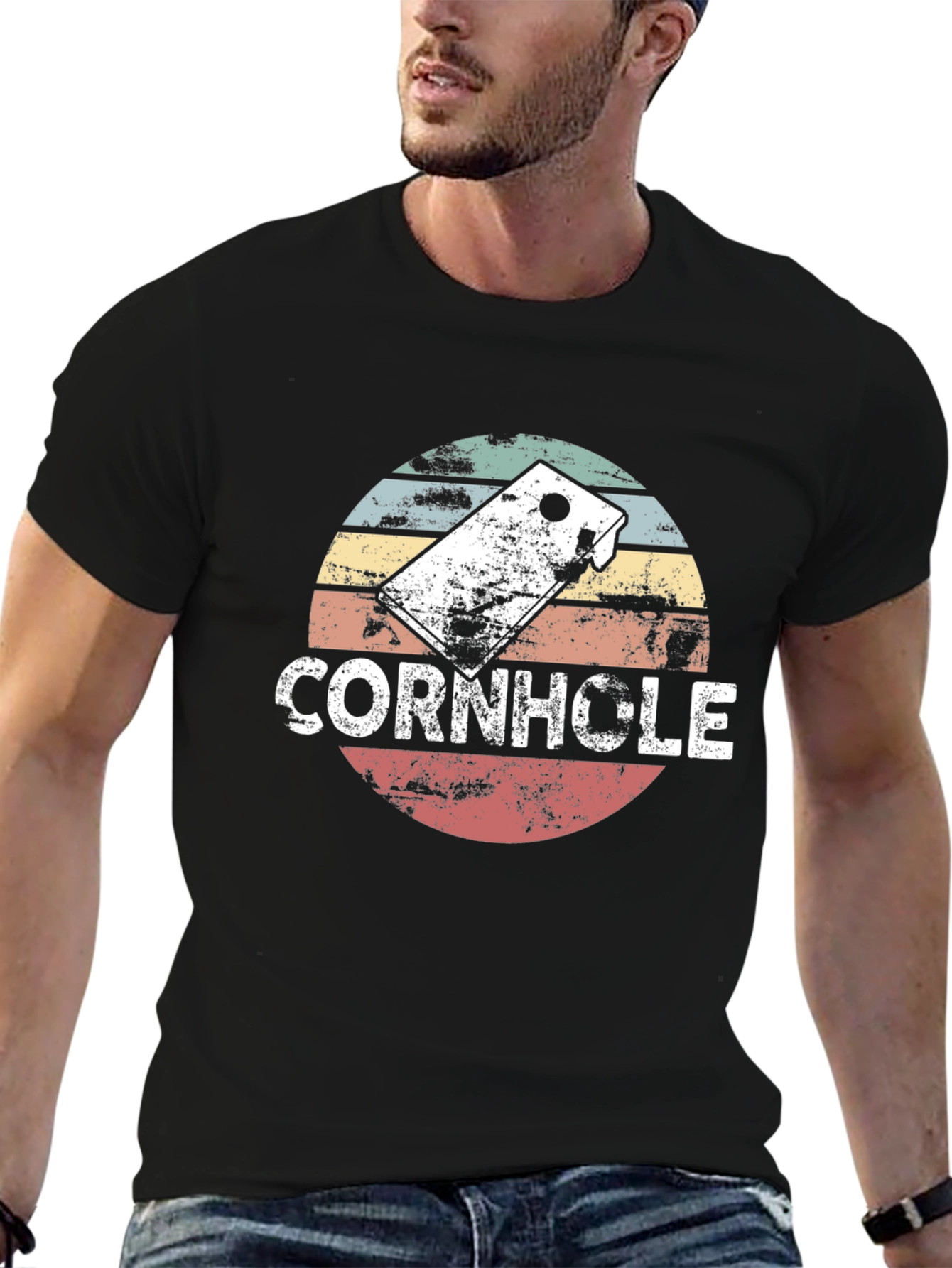 Retro Cornhole T-Shirt - Distressed Design