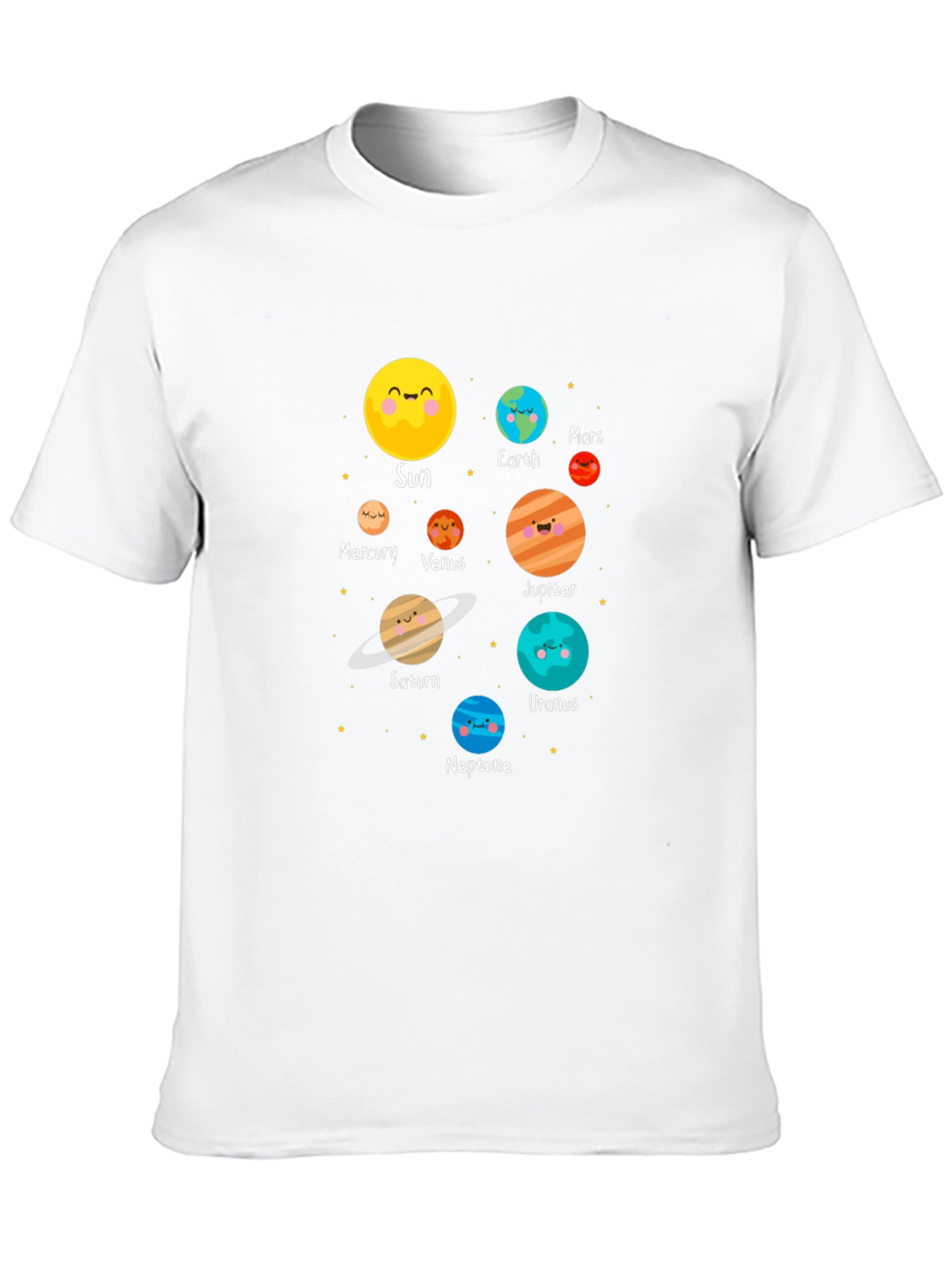Cartoon Planet Print Black T-Shirt