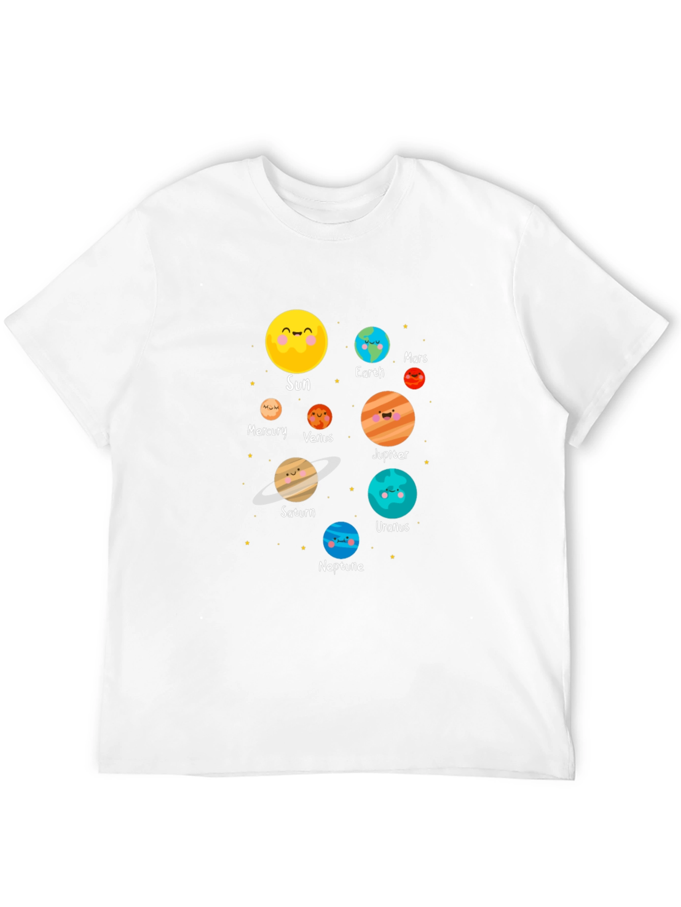 Cartoon Planet Print Black T-Shirt