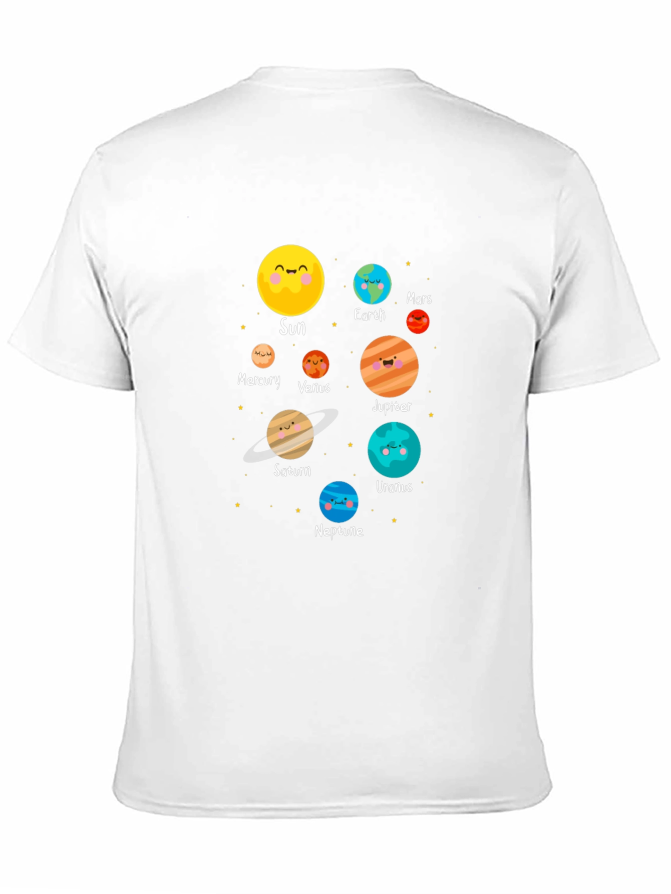 Cartoon Planet Print Black T-Shirt
