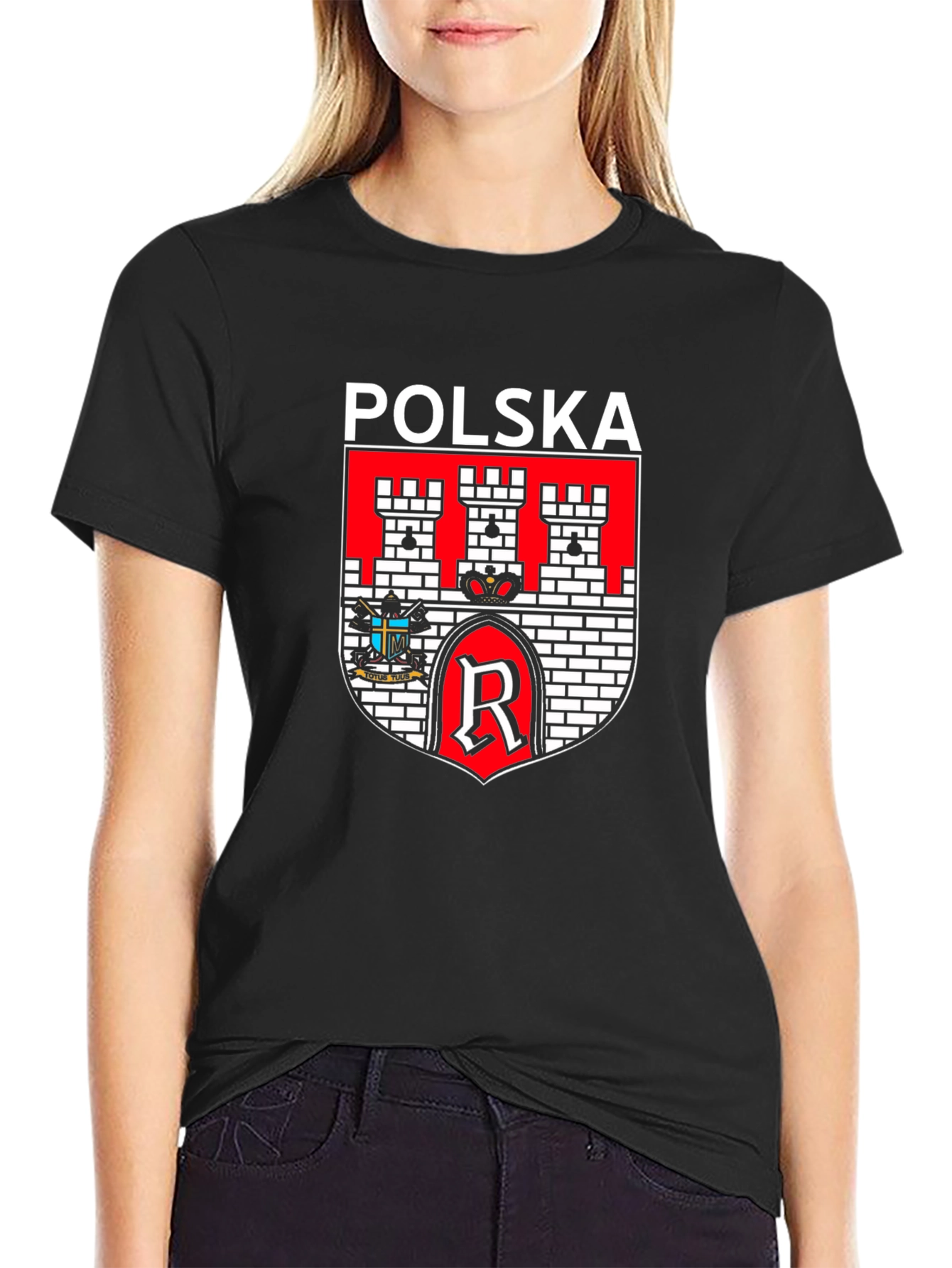 Polska Coat of Arms Graphic T-Shirt - Black