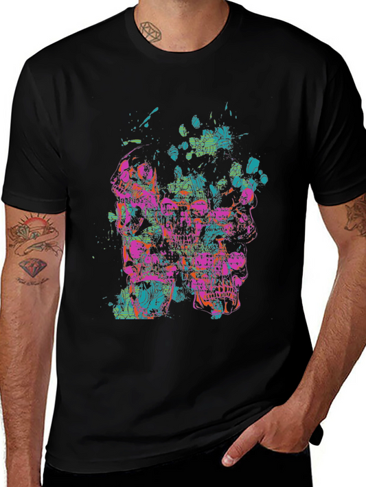 Abstract Skull Graphic Tee - Black T-Shirt
