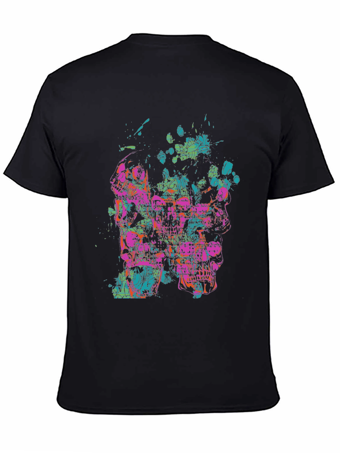 Abstract Skull Graphic Tee - Black T-Shirt