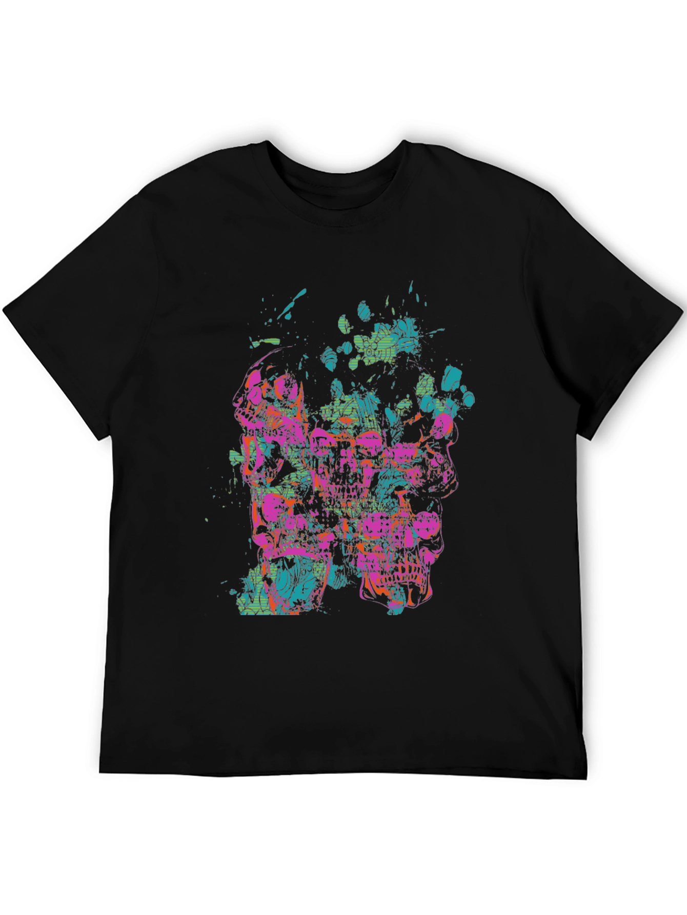 Abstract Skull Graphic Tee - Black T-Shirt