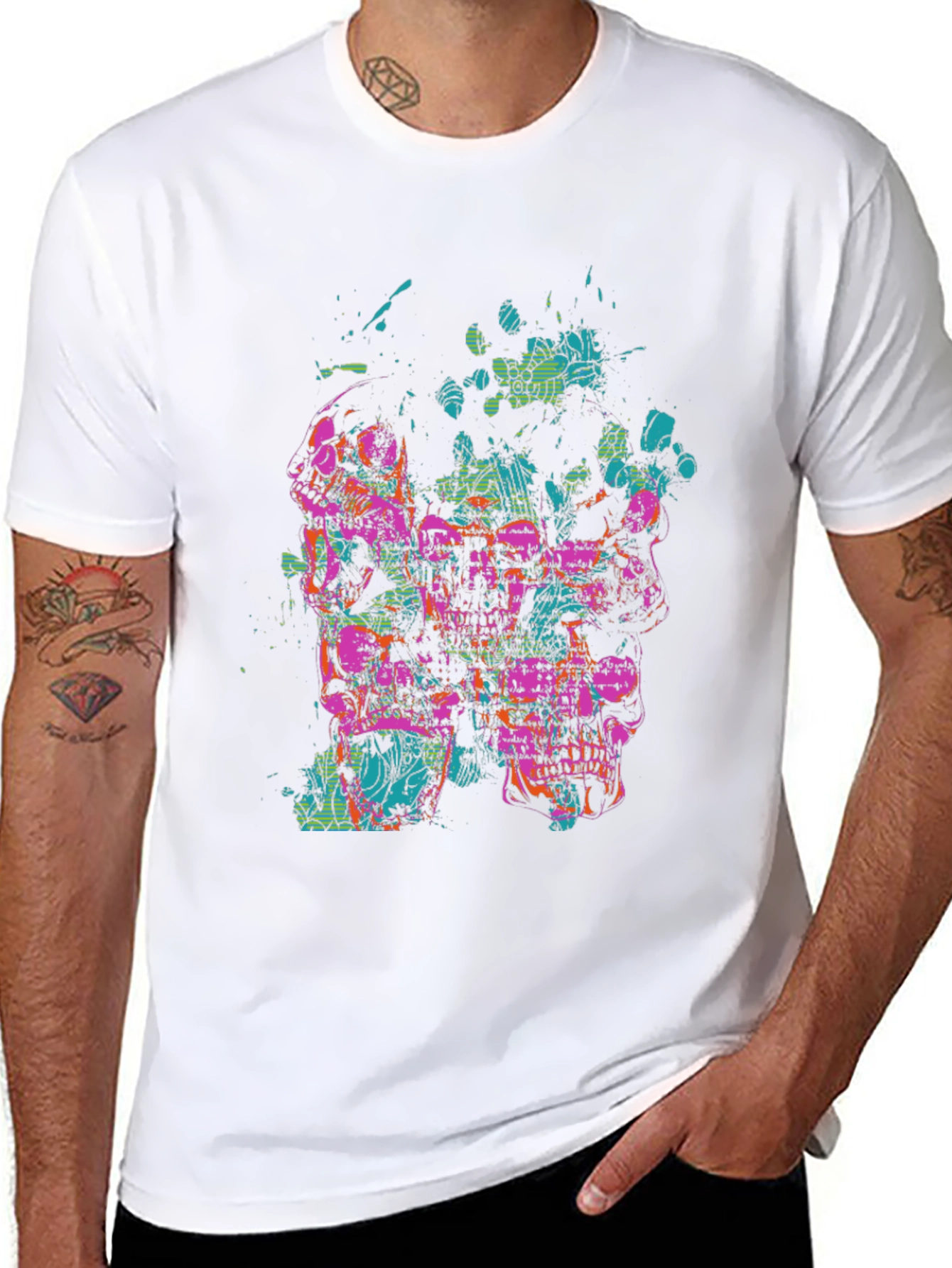 Abstract Skull Graphic Tee - Black T-Shirt