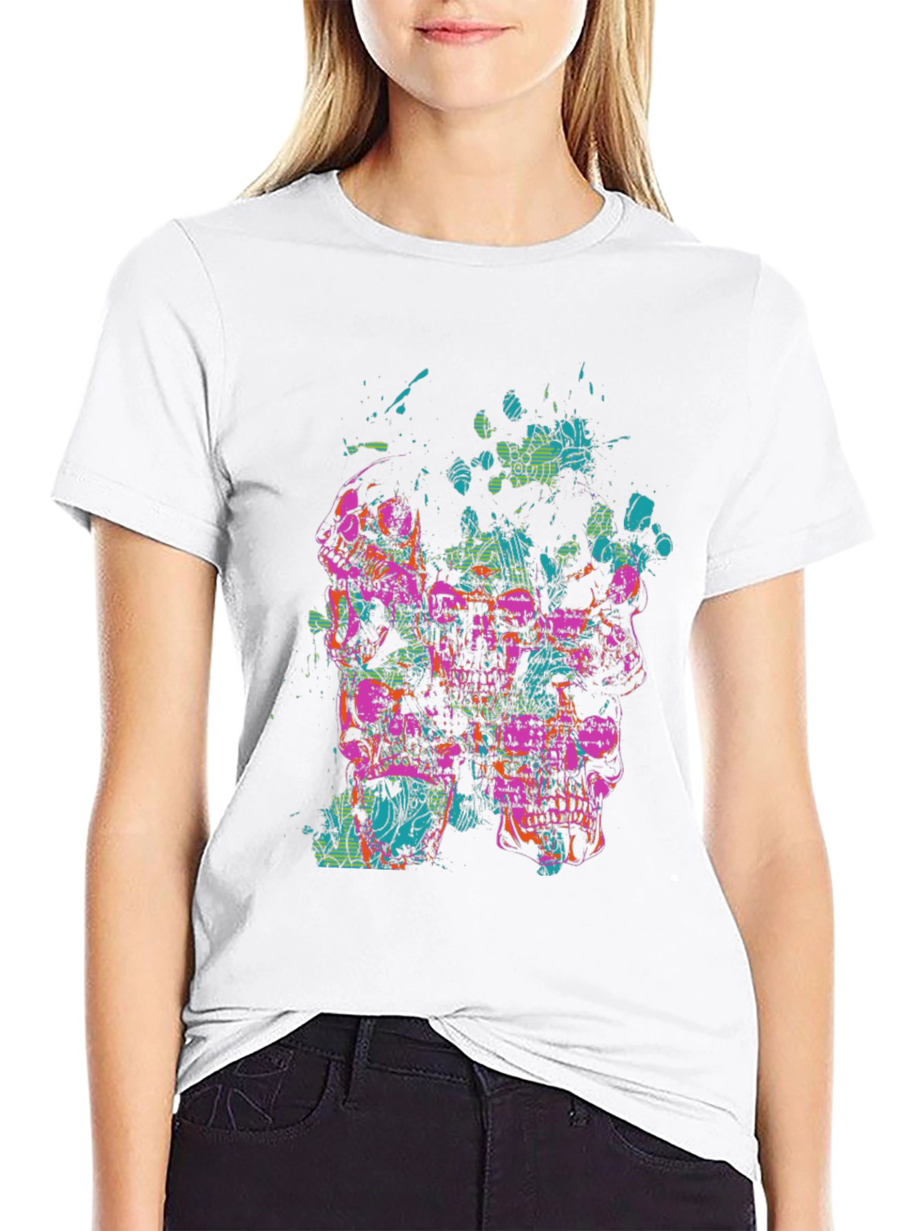Abstract Skull Graphic Tee - Black T-Shirt