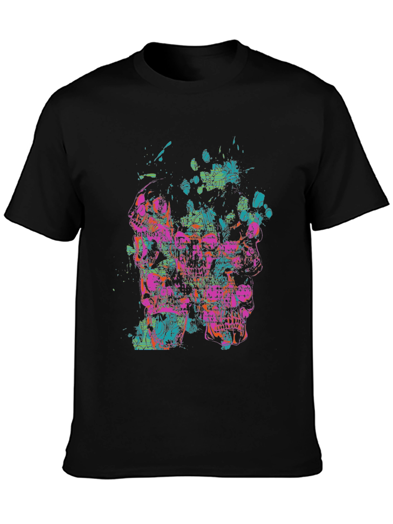 Abstract Skull Graphic Tee - Black T-Shirt