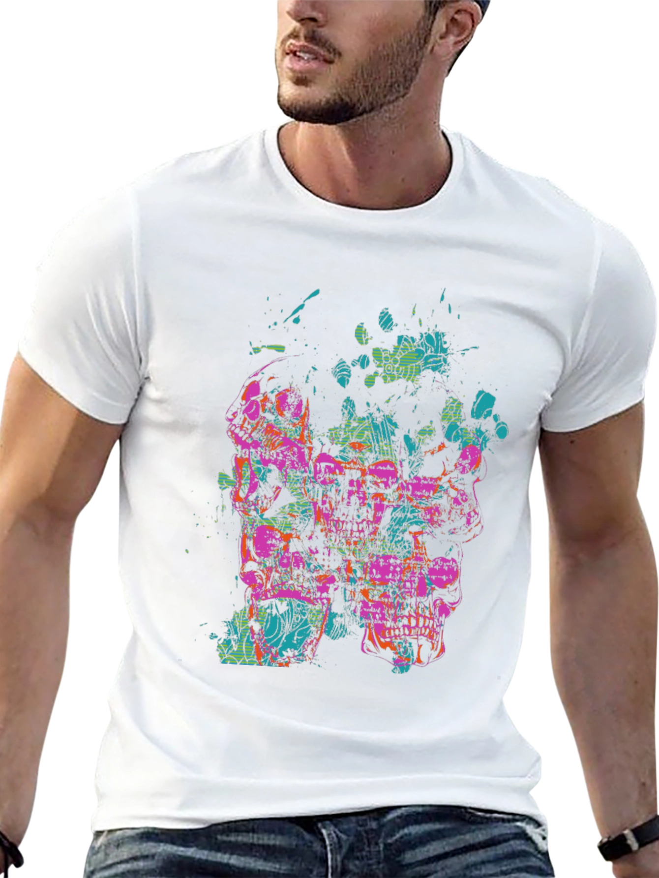 Abstract Skull Graphic Tee - Black T-Shirt