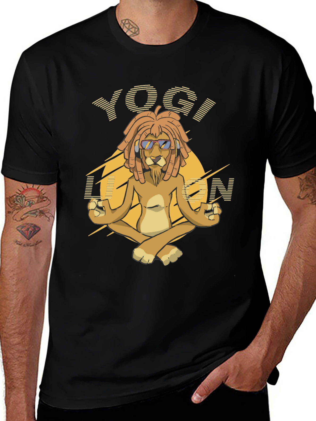 Yogi Lion Graphic T-Shirt - Meditating Lion Tee