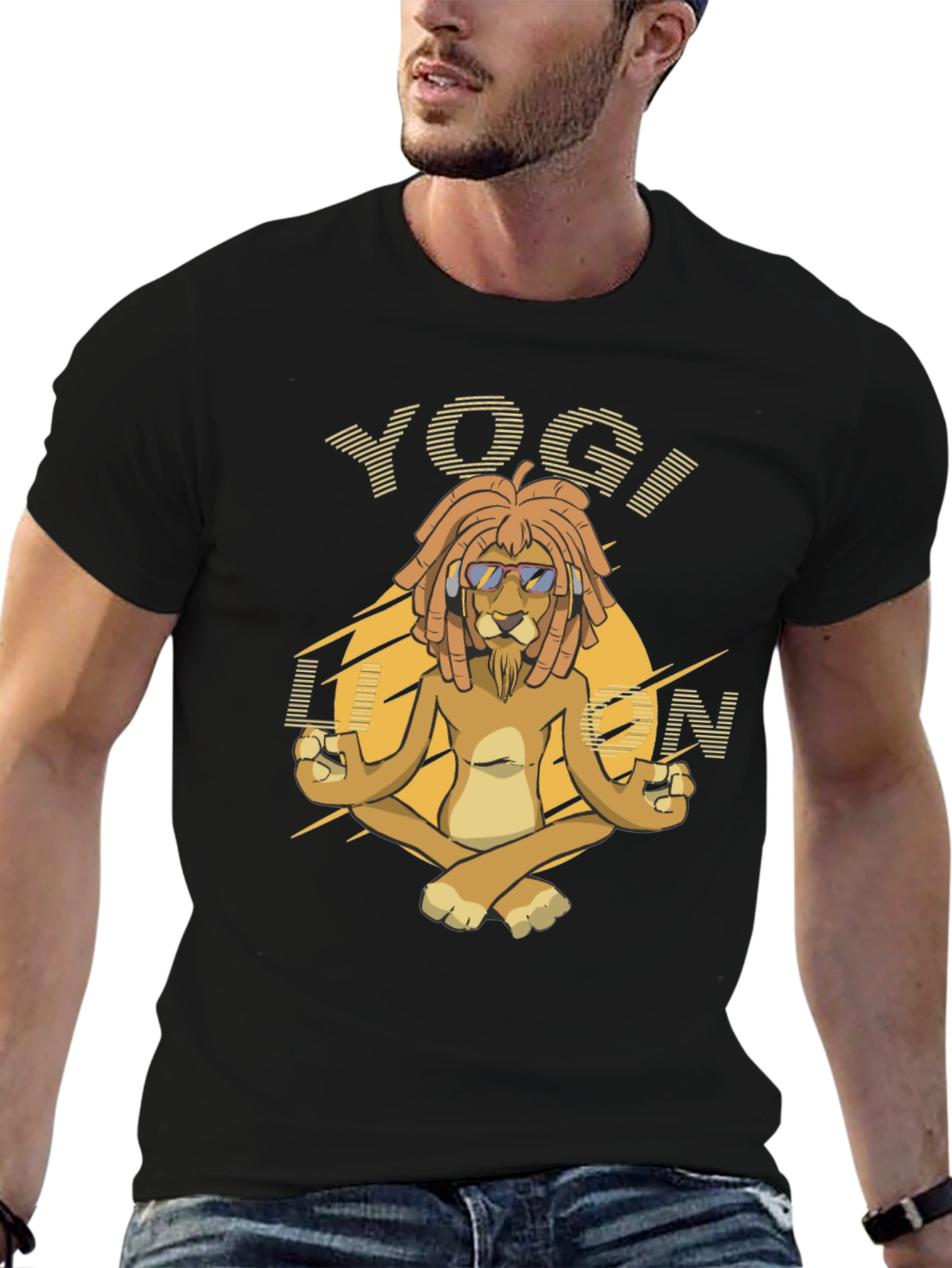 Yogi Lion Graphic T-Shirt - Meditating Lion Tee