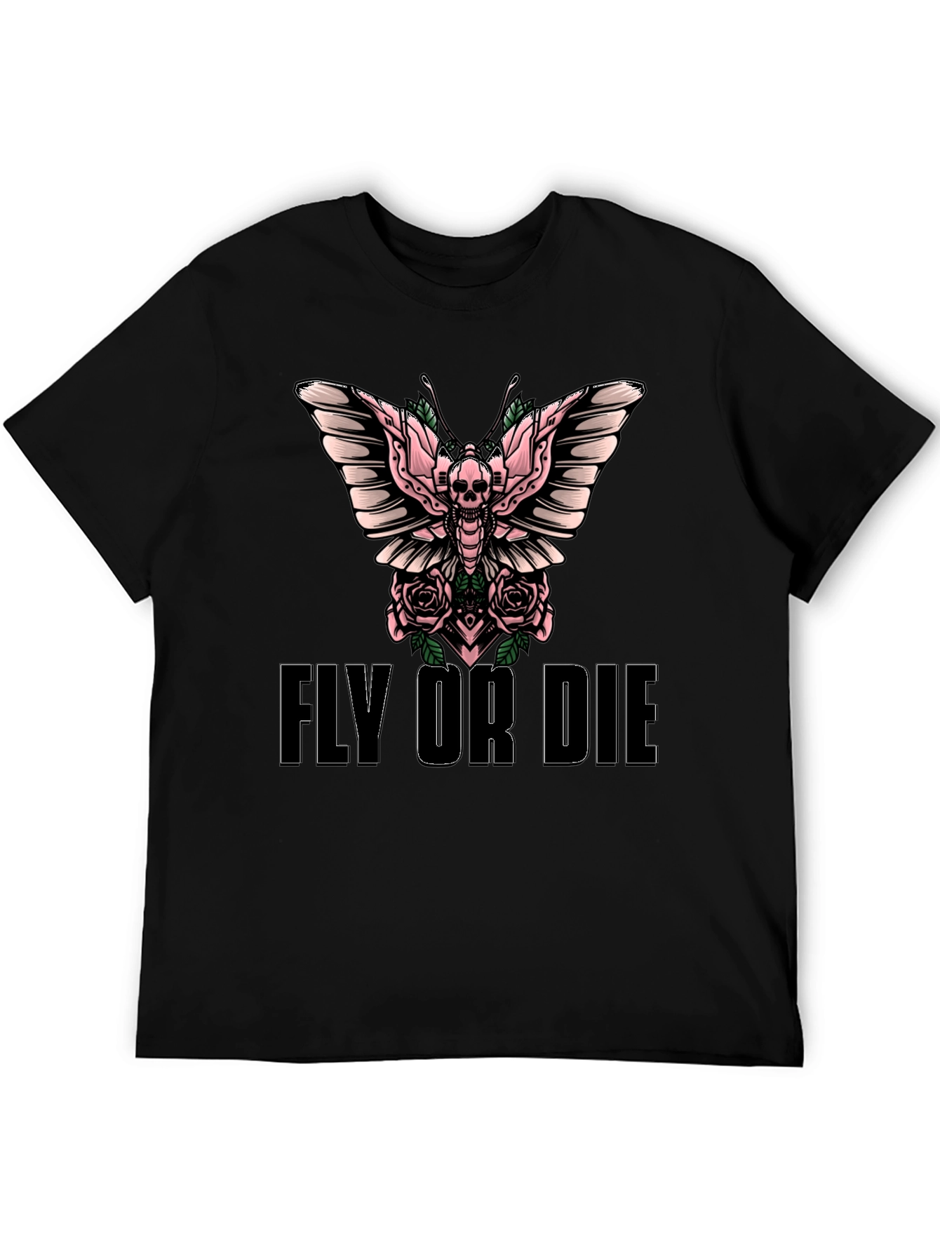 Fly or Die Skull Butterfly Graphic T-Shirt