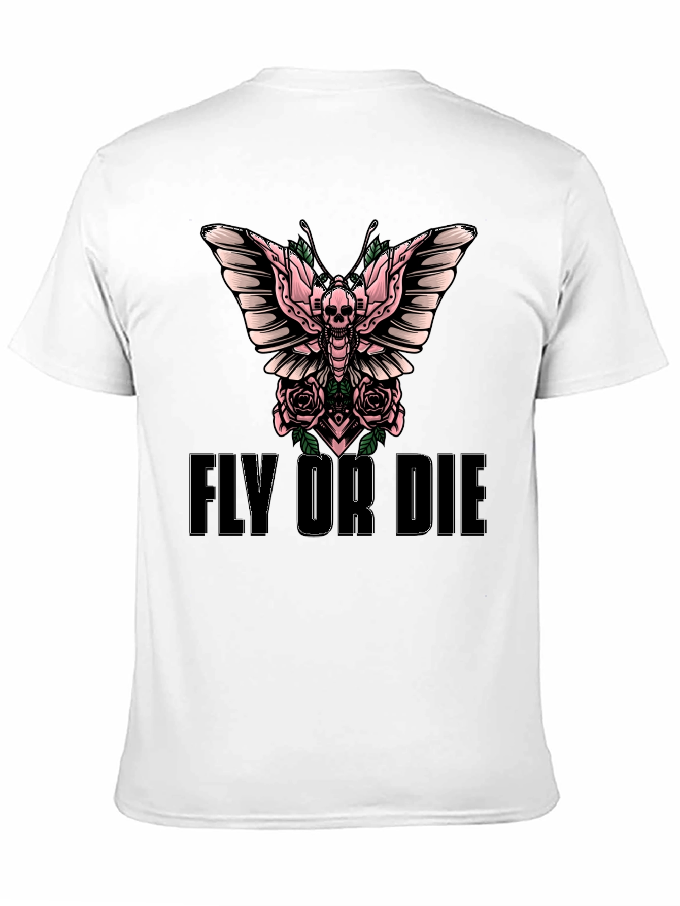 Fly or Die Skull Butterfly Graphic T-Shirt