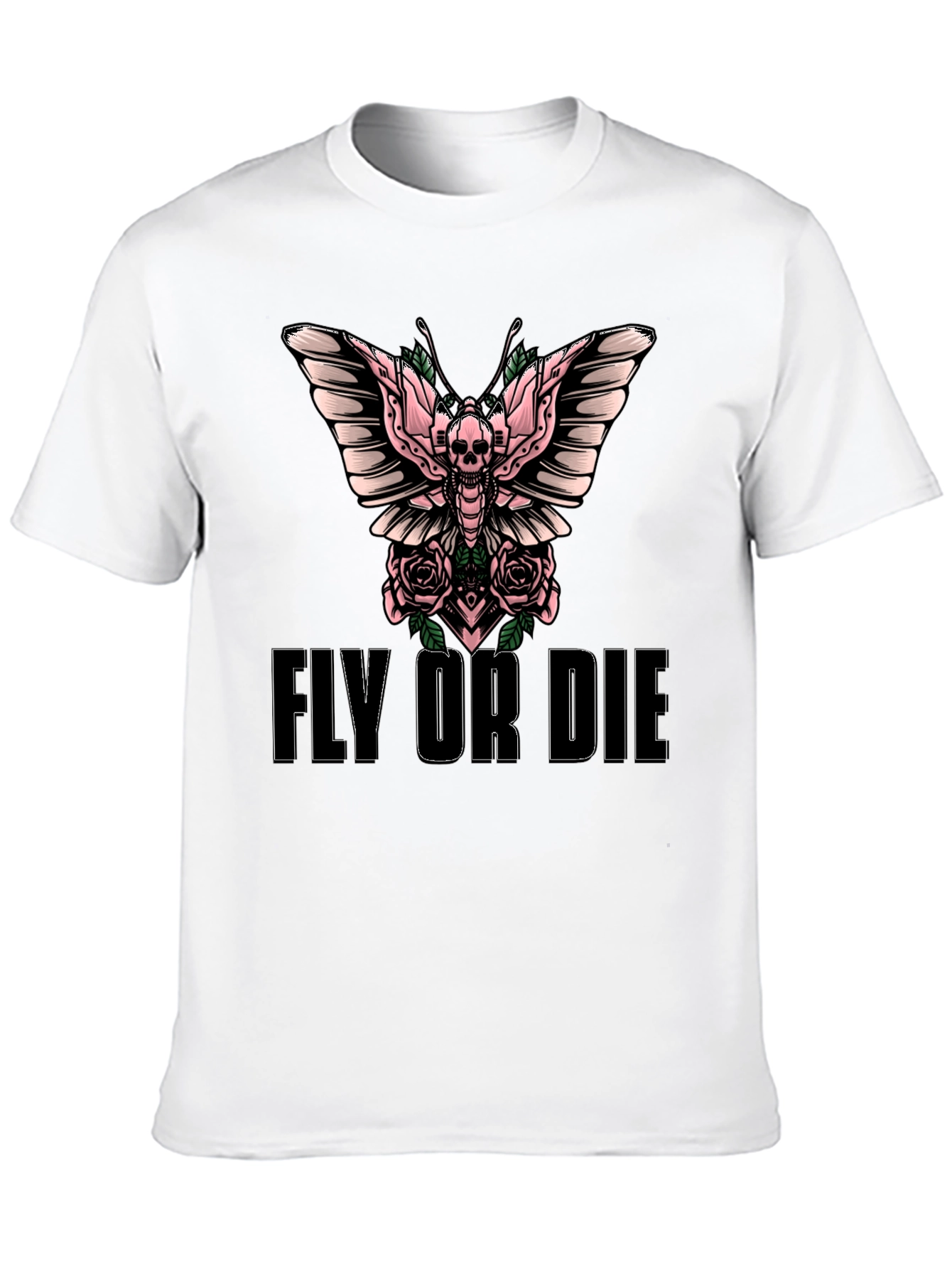 Fly or Die Skull Butterfly Graphic T-Shirt