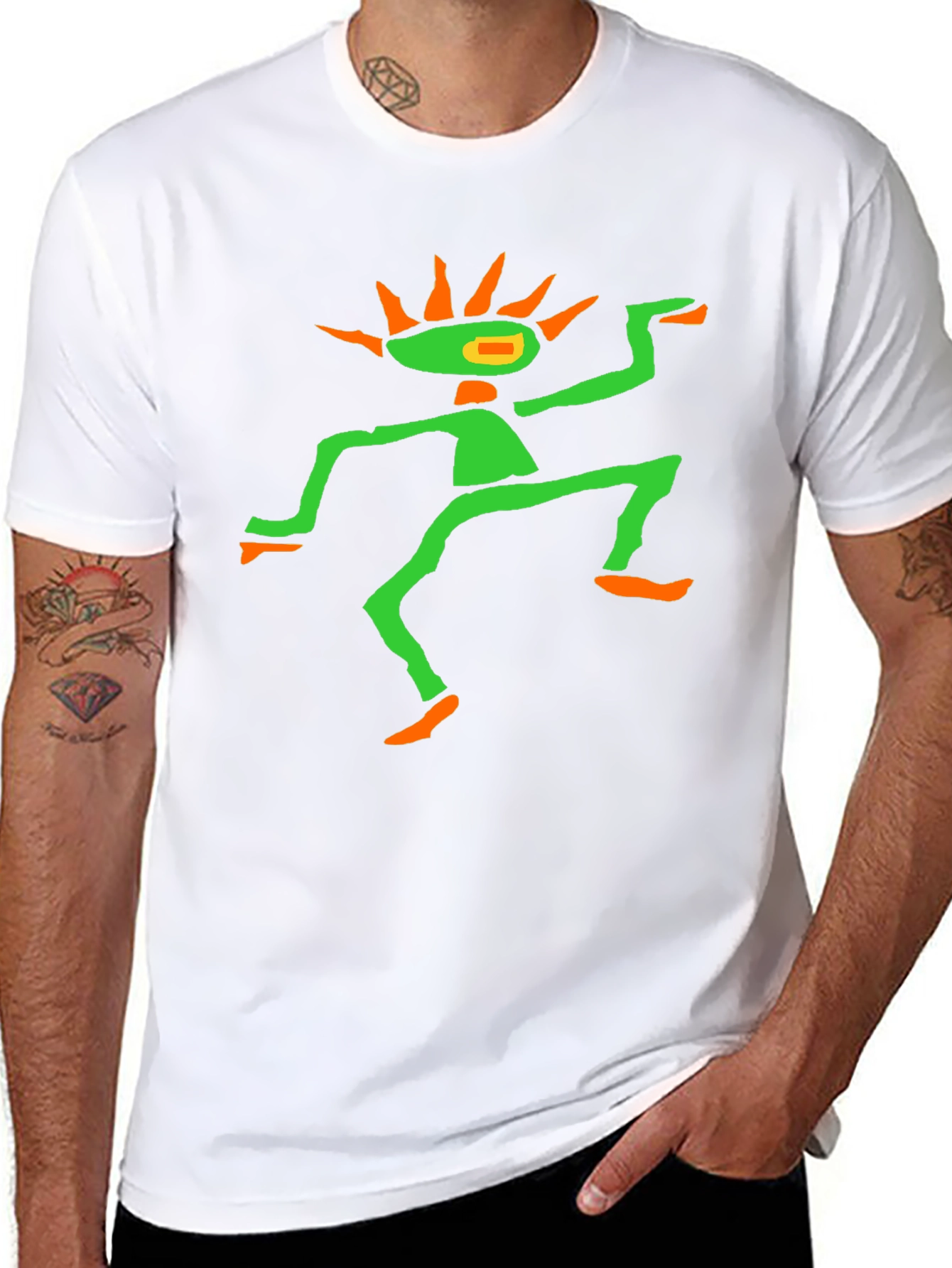 Psychedelic Graphic Tee - Black Cotton Blend