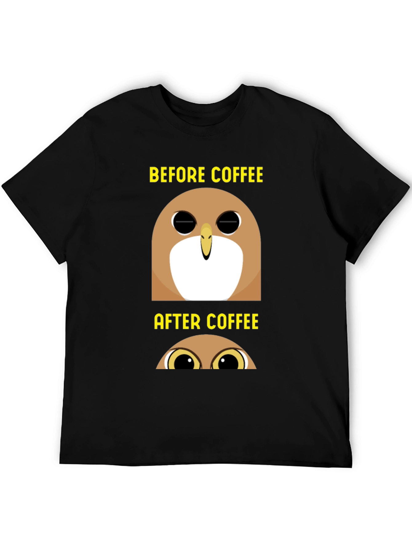 Before & After Coffee Owl T-Shirt - Black