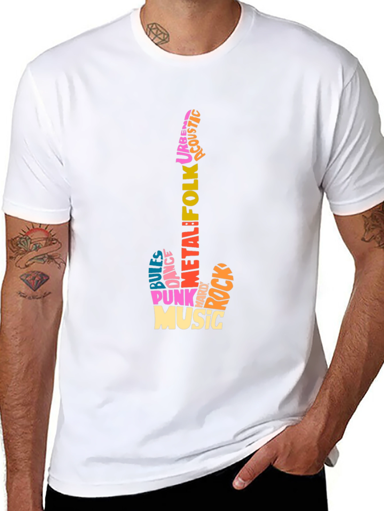 Music Genre Guitar Word Art T-Shirt