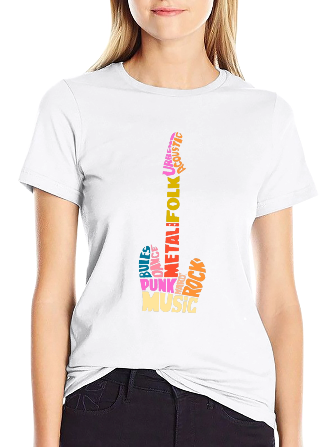 Music Genre Guitar Word Art T-Shirt