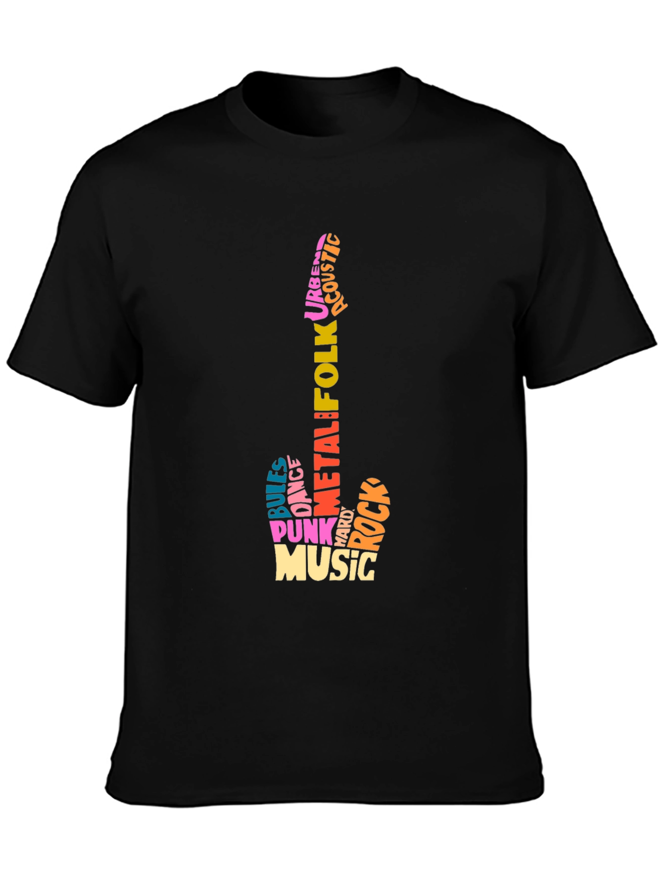 Music Genre Guitar Word Art T-Shirt
