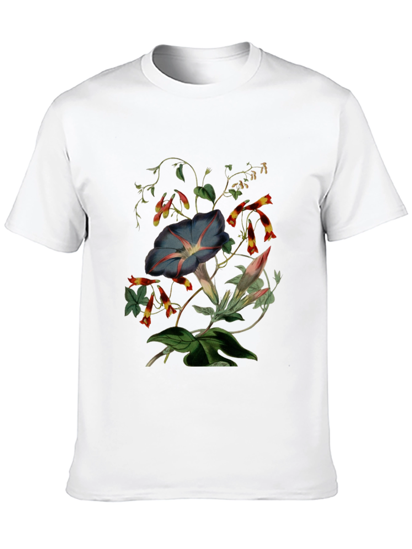 Floral Botanical Print Black T-Shirt