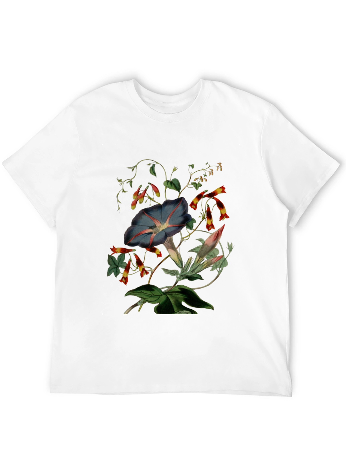 Floral Botanical Print Black T-Shirt