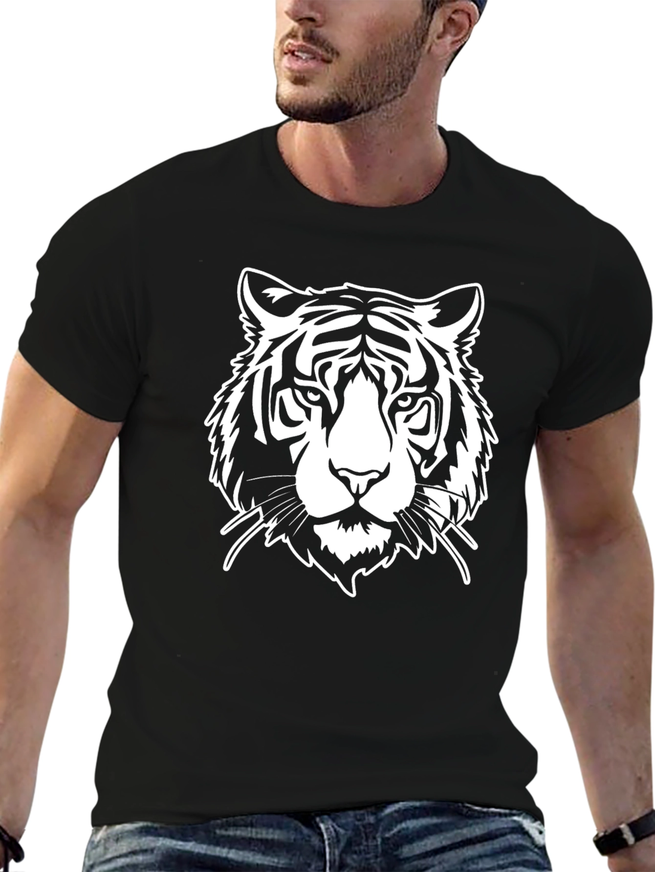 Black Tiger Graphic Tee - Cool Animal Print Shirt