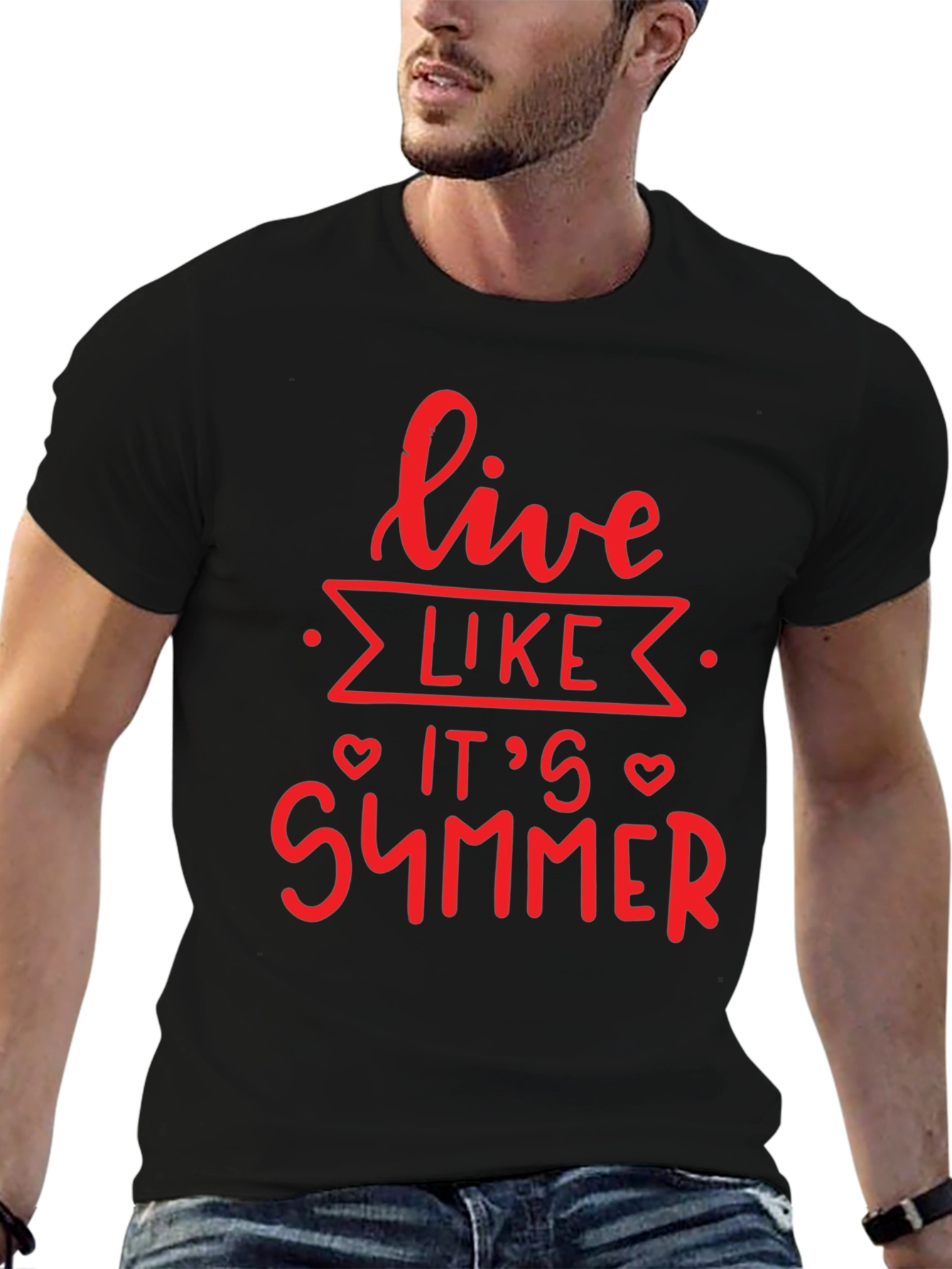 Live Like Its Summer Black Graphic Tee