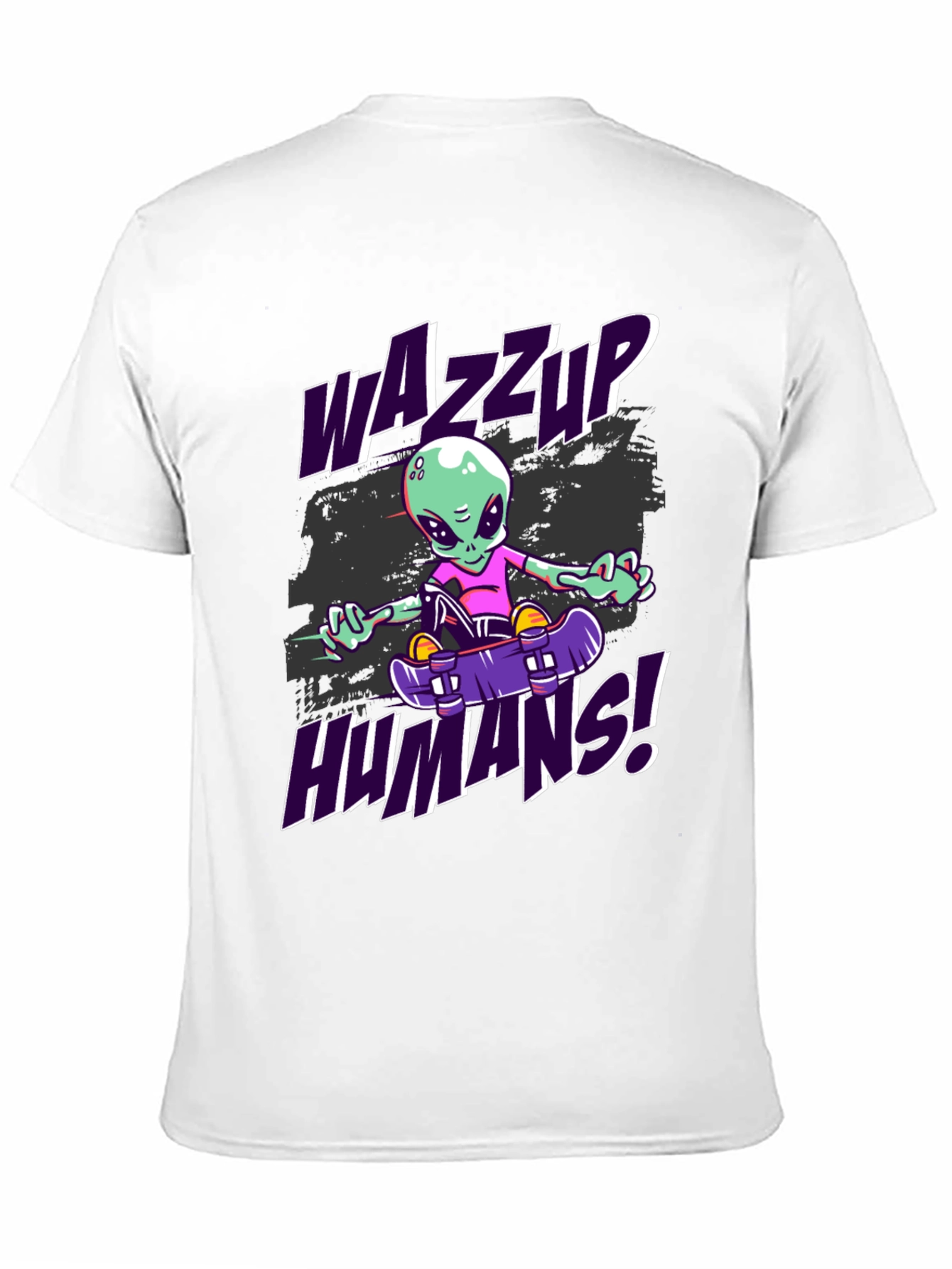 Wazzup Humans Alien Skateboard Graphic T-Shirt
