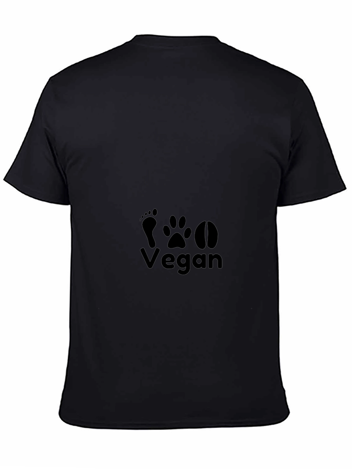 Vegan T-Shirt with Footprint Graphics - Unisex Black Tee
