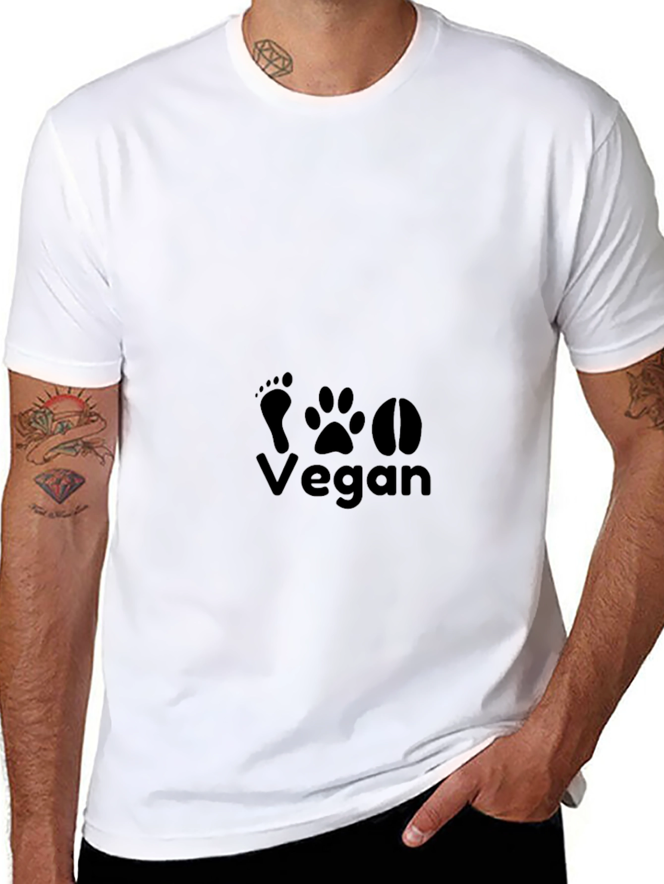 Vegan T-Shirt with Footprint Graphics - Unisex Black Tee