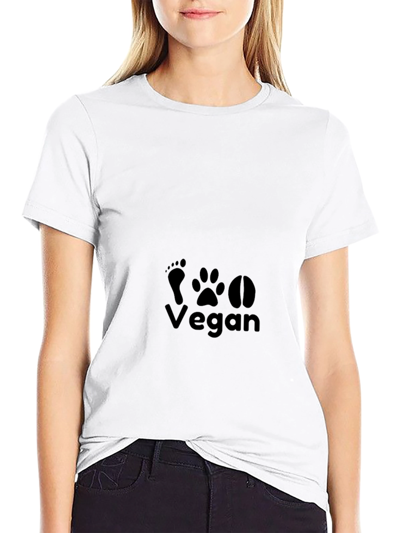 Vegan T-Shirt with Footprint Graphics - Unisex Black Tee