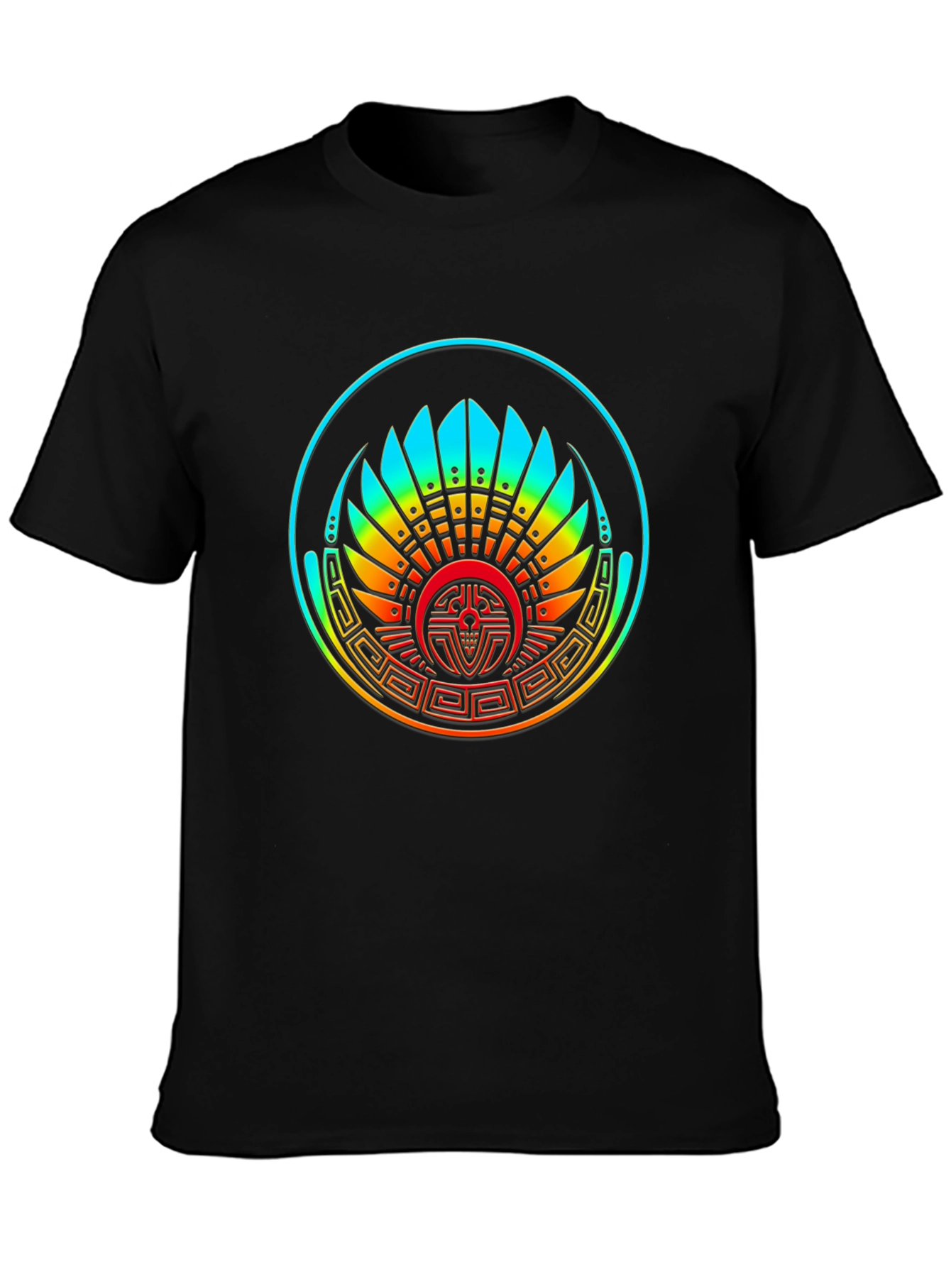 Aztec Headdress Graphic Black T-Shirt
