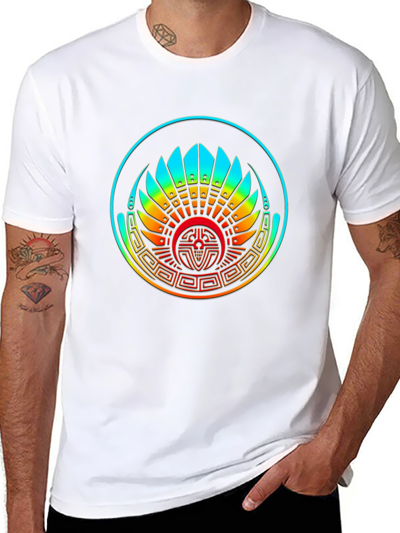 Aztec Headdress Graphic Black T-Shirt