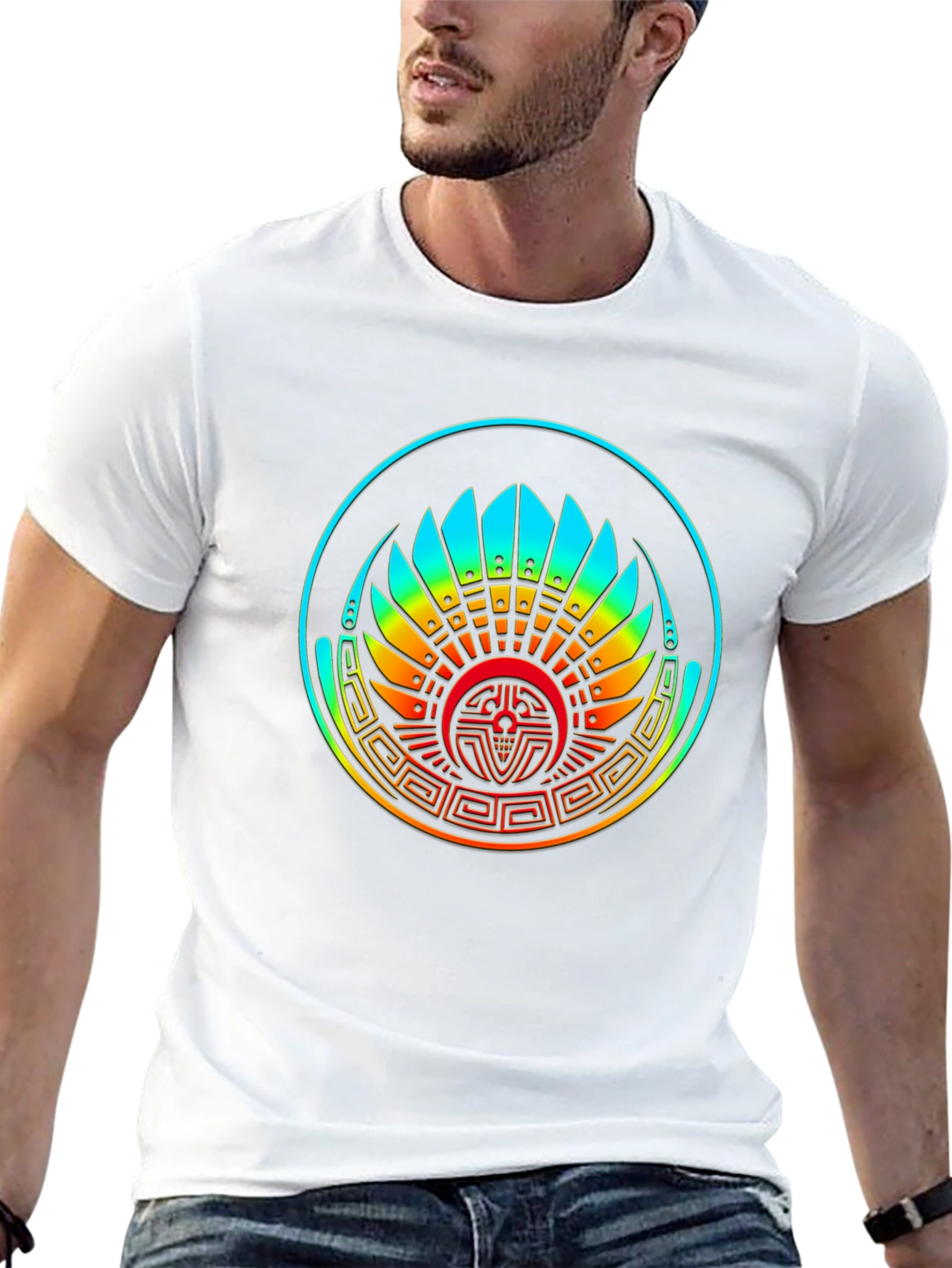 Aztec Headdress Graphic Black T-Shirt
