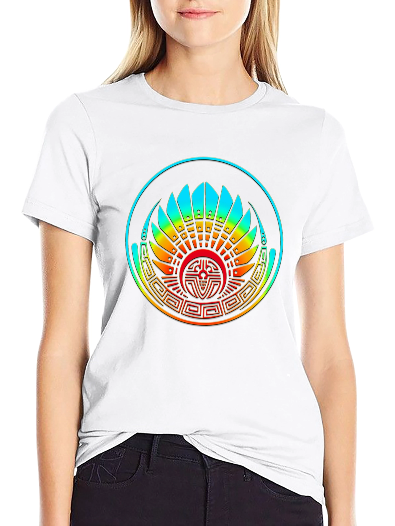 Aztec Headdress Graphic Black T-Shirt