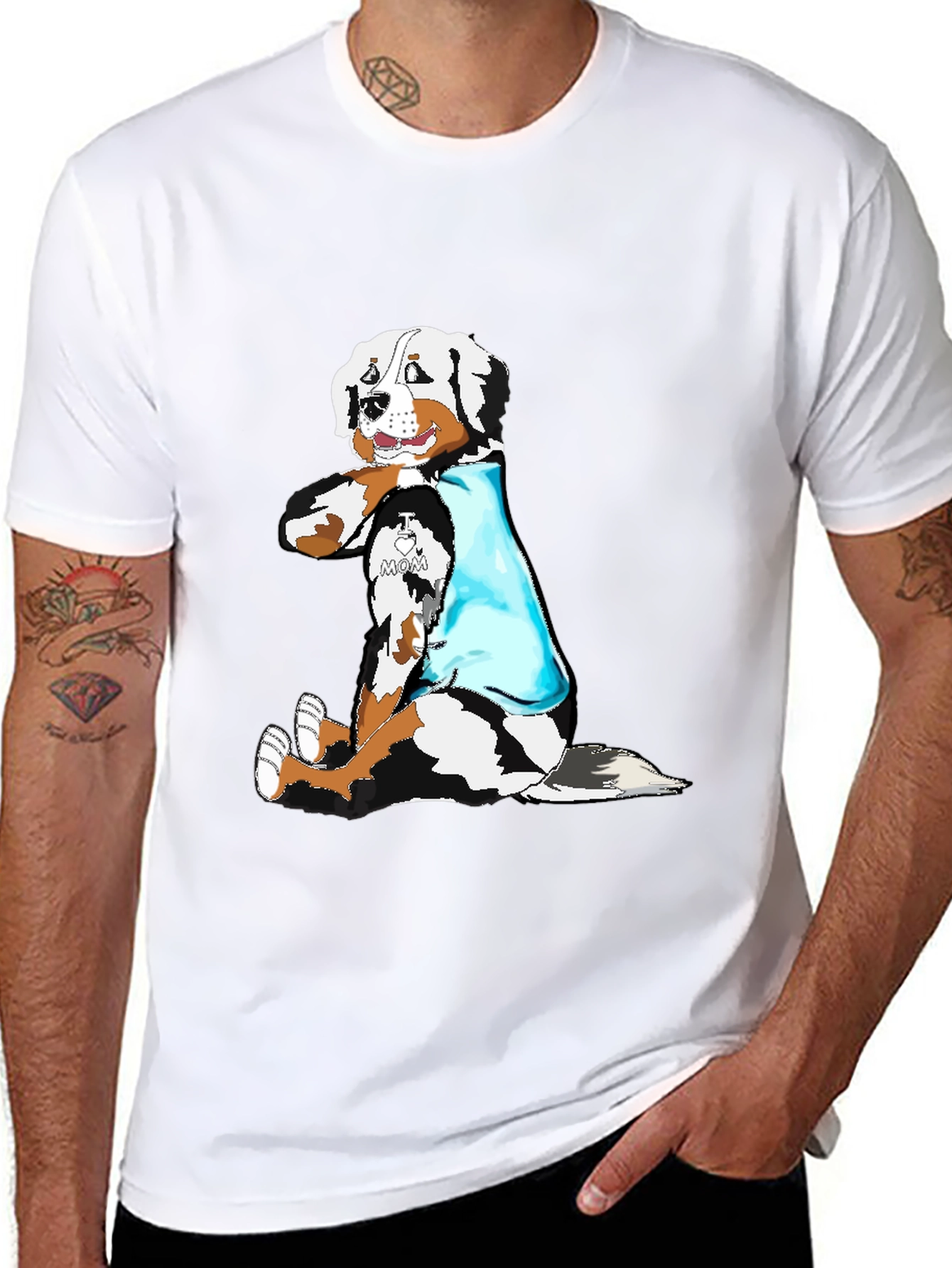 I Love Mom Dog Graphic Black T-Shirt