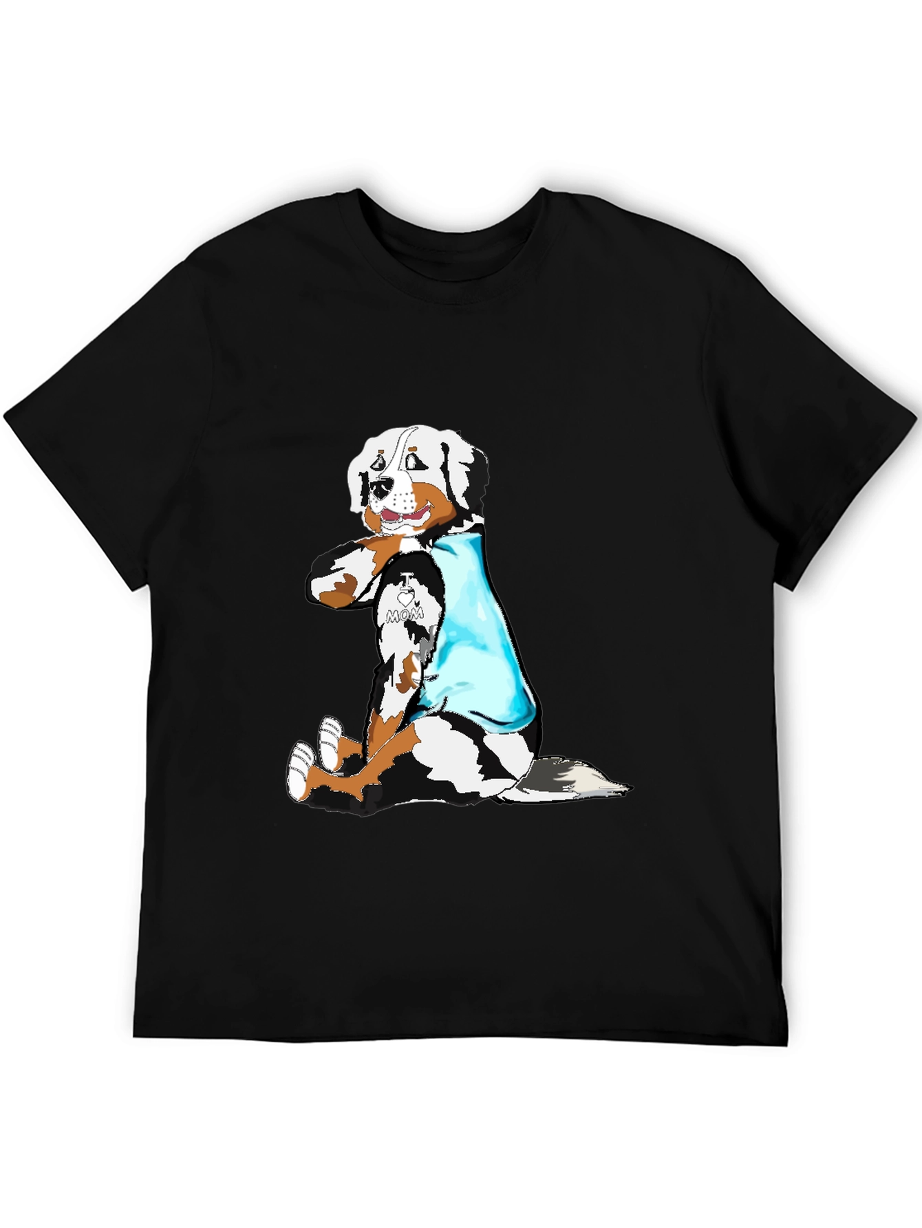 I Love Mom Dog Graphic Black T-Shirt
