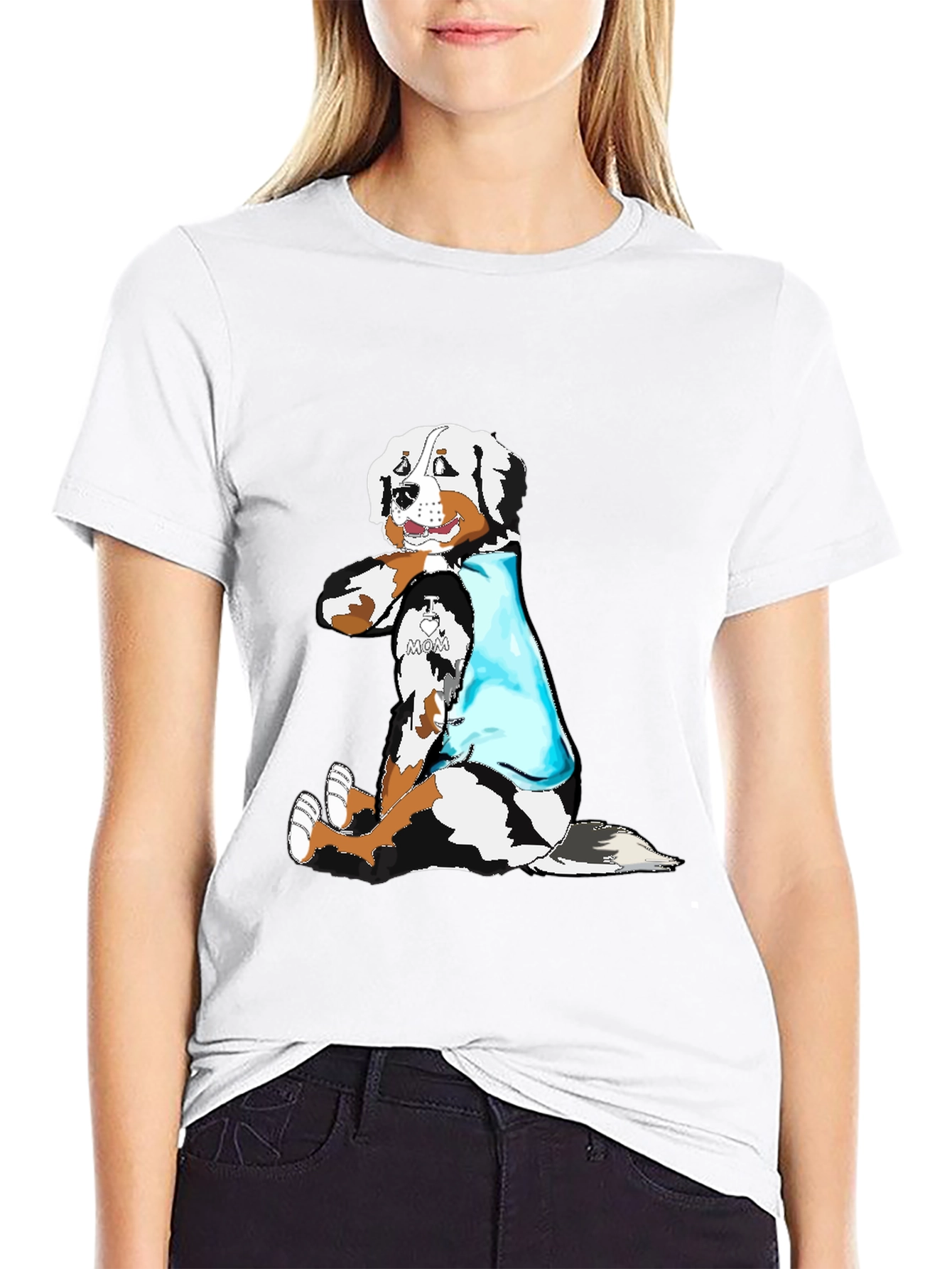 I Love Mom Dog Graphic Black T-Shirt
