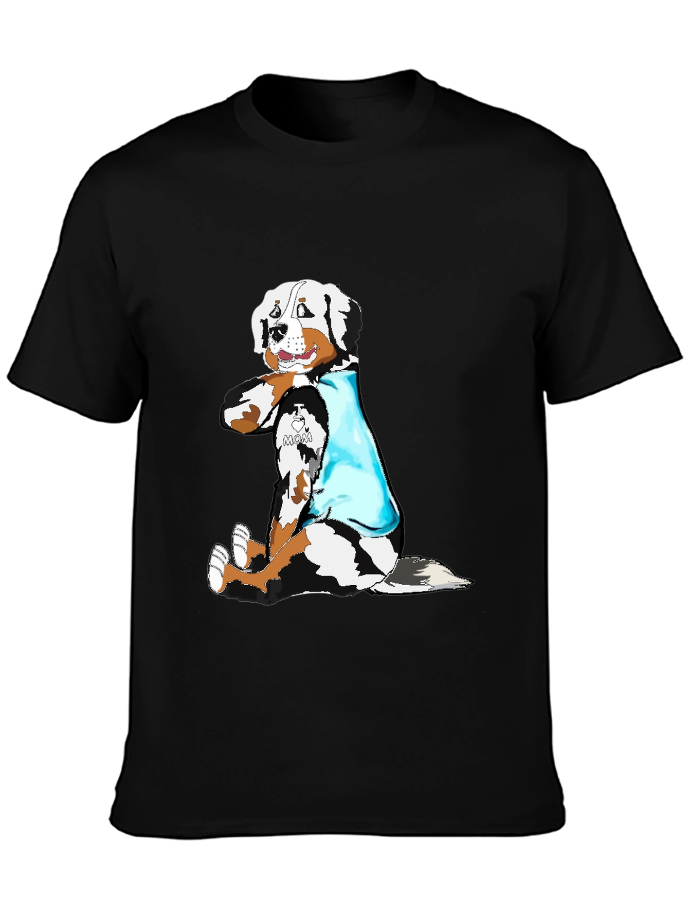 I Love Mom Dog Graphic Black T-Shirt