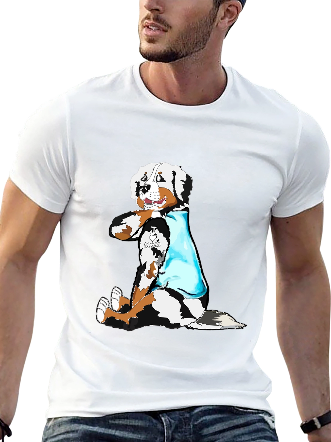 I Love Mom Dog Graphic Black T-Shirt